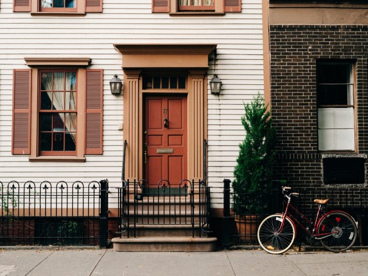 house with orange front door