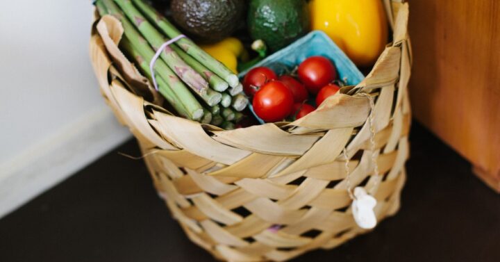 basket with groceries