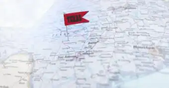 a map of the united states with a small flag that says Texas on the state of Texas.