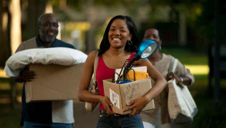 moving into a dorm room