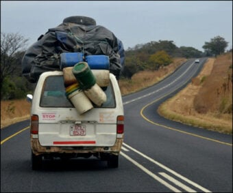 overloading vehicle while moving