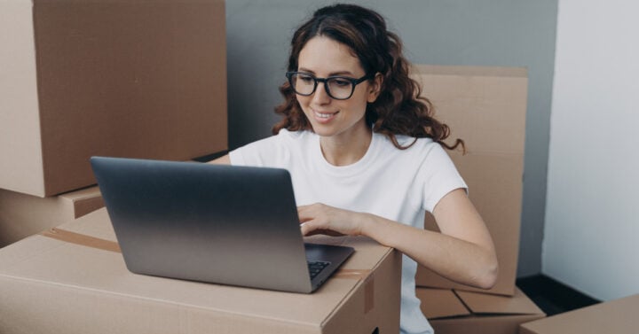 photo of a woman on a laptop
