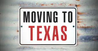 photo of a sign that says moving to Texas