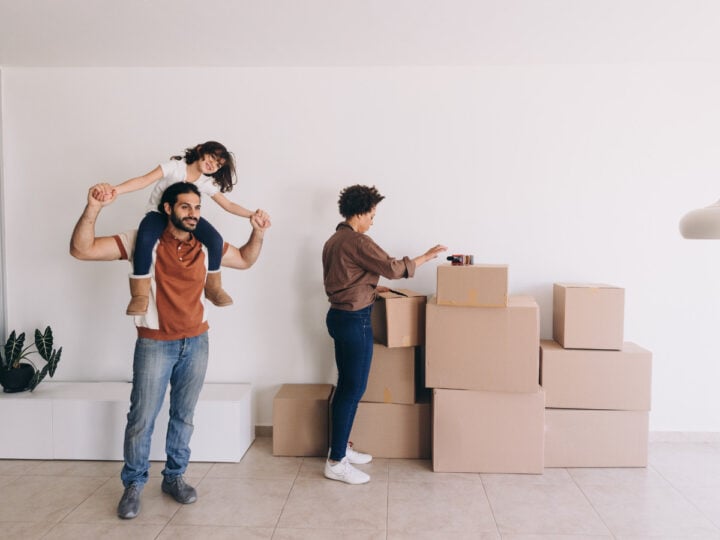 photo of a family moved into their new home