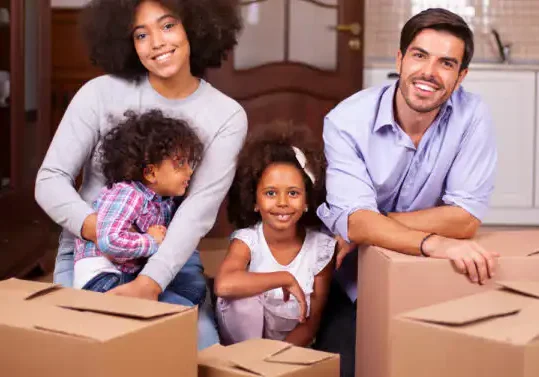 Family moving into a new home