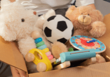 A moving box filled with toys.