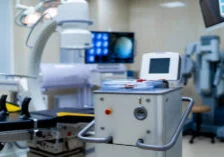 a hospital room of medical equipment